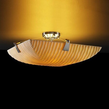 Justice Design PNA-9632-25-WAVE-NCKL Porcelina - Six Light Semi-Flush Mount with Tapered Clip, Impression Option: Wave Shade Impression, Choose Finish: Brushed Nickel Finish, Choose Lamping Option: Standard Lamping